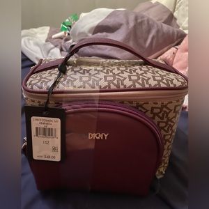 Maroon DKNY makeup bag set
